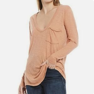 Free People We The Free Betty Long Sleeve Oversized Pocket T-Shirt